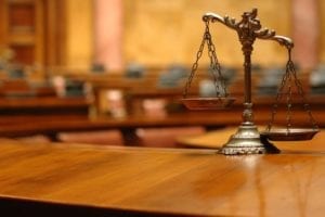 A set of Decorative Scales of Justice in the Courtroom