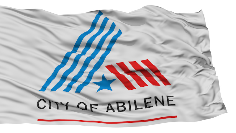 Bandera de Abilene aislada, ciudad de Texas State, ondeando sobre fondo blanco