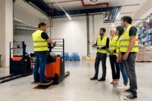 Employee training on how to properly operate a forklift