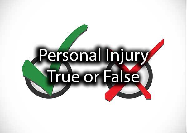 A check and an X with the words, "personal injury true or false.