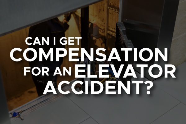 An elevator with the words, "can I get compensation for an elevator accident?"