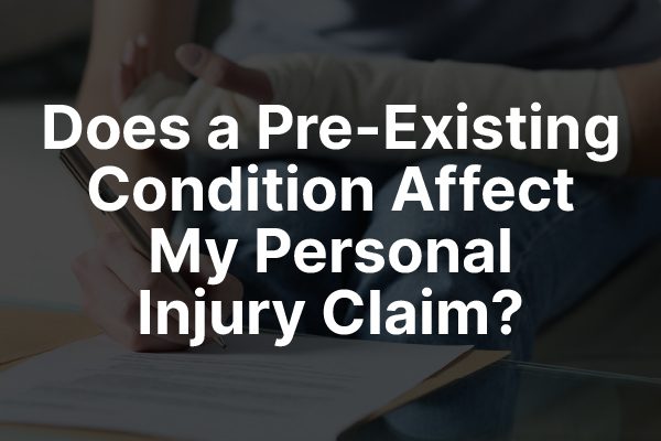 A person with a broken arm with the words, "does a pre-existing condition affect my personal injury claim?"